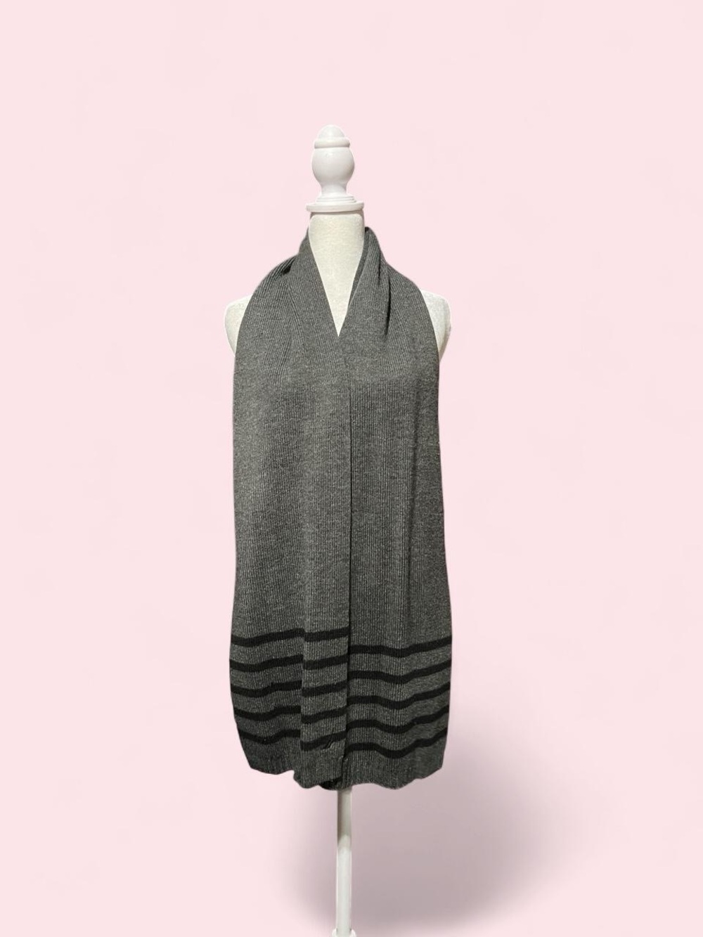 Gray Striped Accent Women's Scarf